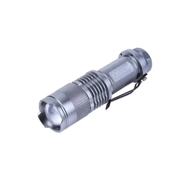 Q5 350LM Retractable Small Silver Aluminum Zoom Flashlight Torch light