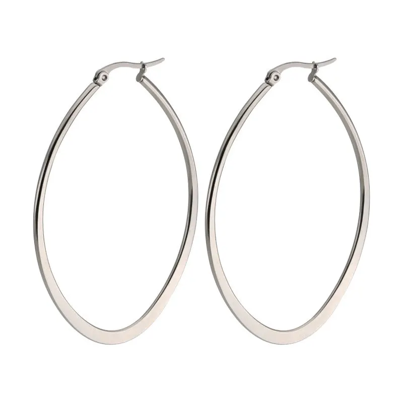 CHUKUI Stainless Steel Jewelry Women Large Gold Oval Hoop Earrings Steel Hoop Earings Punk Accessories (3)