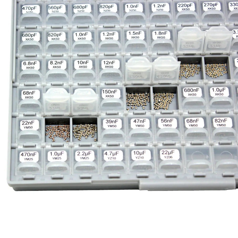 AideTek SMD/SMT 0805 커패시터 박스 키트, 102 값, 102V x 50 개, X7R NPO Y5V YAGEO 커패시터 어소트먼트 박스 키트, 플라스틱 C0850, 신제품