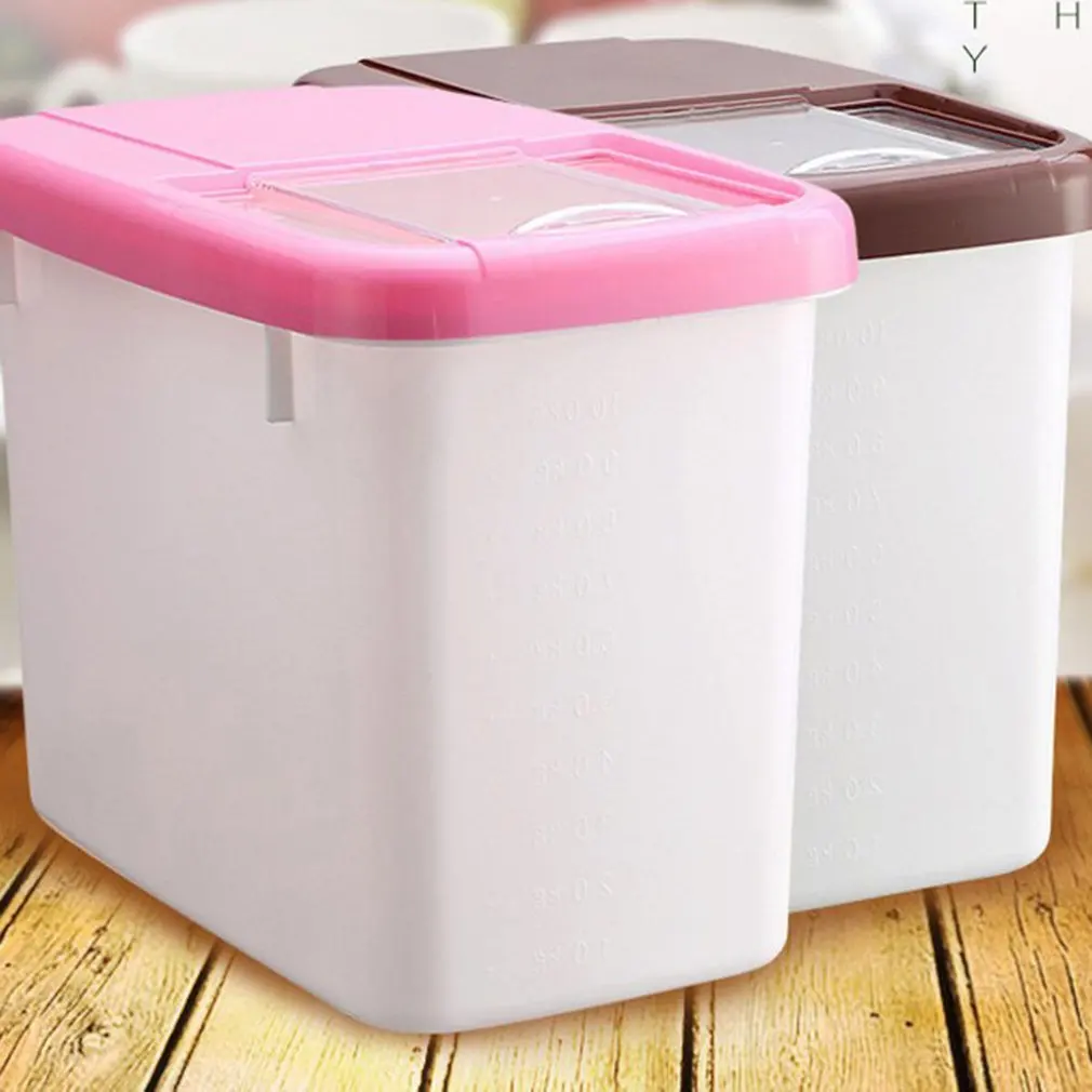 

Kitchen Grain Rice Container Storage Box Moisture-proof Plastic Cereal Dispenser Storage Box Kitchen Food Grain Rice Container
