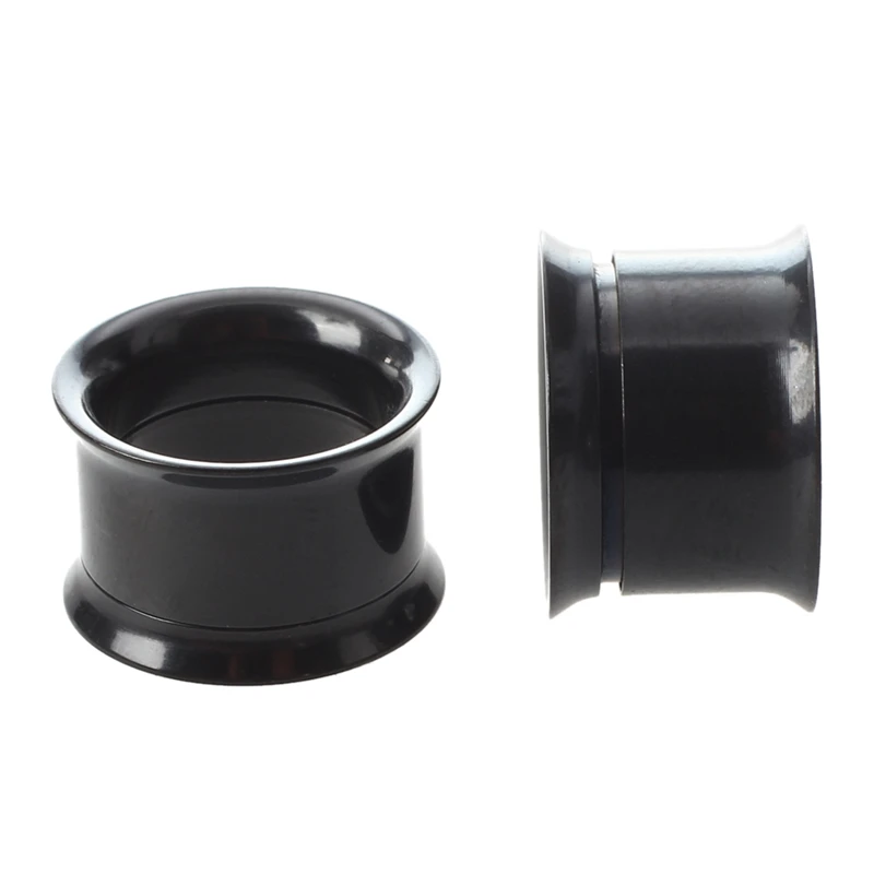 

AABB-Black Steel Gauge Earring Punk Flesh Tunnel Ear Plugs Rimmed Flat Style Type:393 - Rimmed Black Tunnel Amount:Pair (14mm)