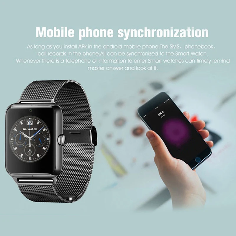 GT08 плюс металлические умные часы ремешок Z60 Bluetooth Smartwatch поддержка телефонных звонков Sim TF карта Android IOS часы наручные PK S8 Q9