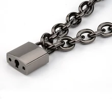 Черная цепочка унисекс для мужчин и женщин, сверхмощная квадратная цепочка с замком, колье-ошейник, ожерелье