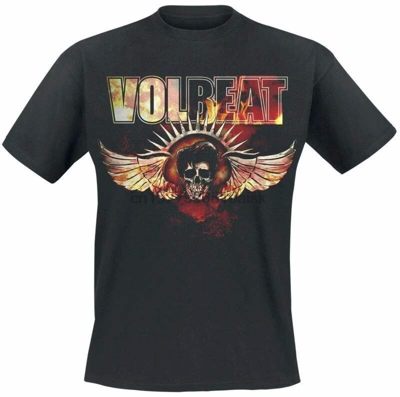 Volbeat Burning Skullwing T Shirt black-in T-Shirts from Men's Clothing on Aliexpress.com 