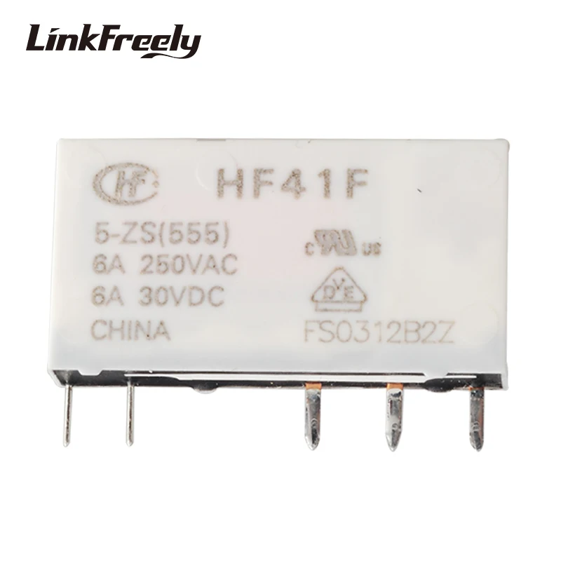 HF41F 5-ZS 1 шт. микро ПХД Крепление Реле питания 5 В DC 6A 5 вывод pcb тип HF41F-05-ZS напряжение Контактное реле Модуль пластик герметичный