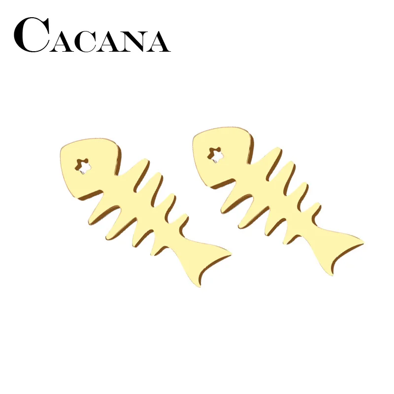 Женские и мужские серьги-гвоздики из нержавеющей стали, какана, рыбья кость, золотистого и серебристого цвета, ювелирные изделия для влюбленных на помолвку, Прямая поставка