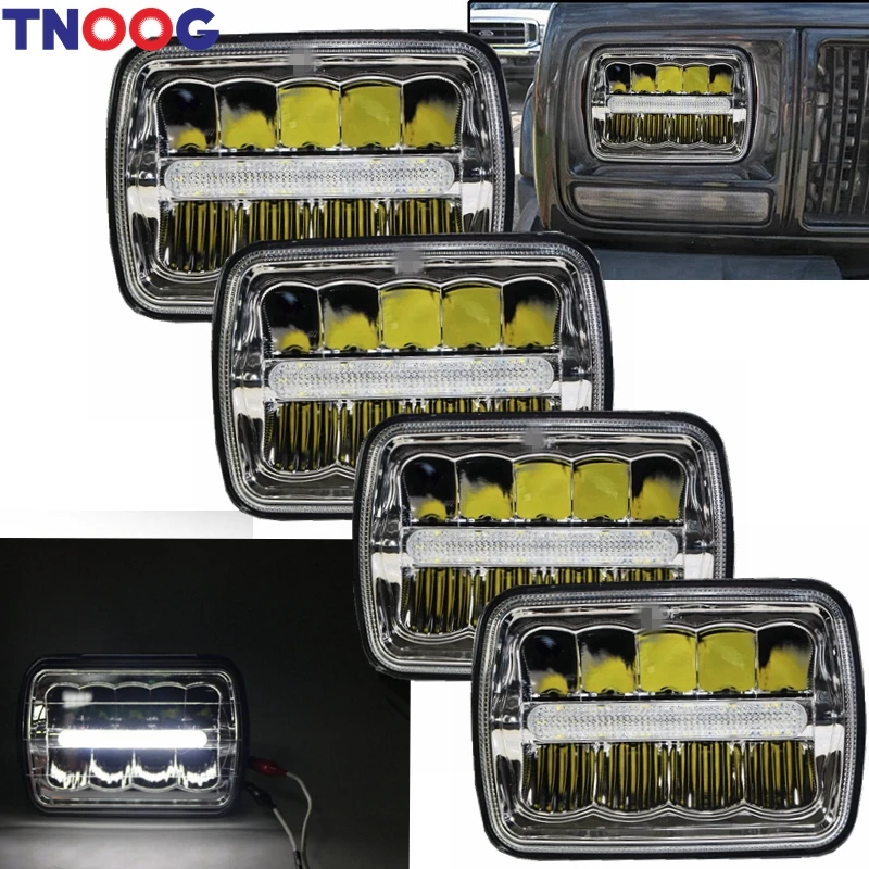 TNOOG 4 шт. 40 Вт 7x6 'ƋX7&quot светодиодный проектор фары Hi Lo луч Halo DRL H6014/H6054 для Jeep Cherokee