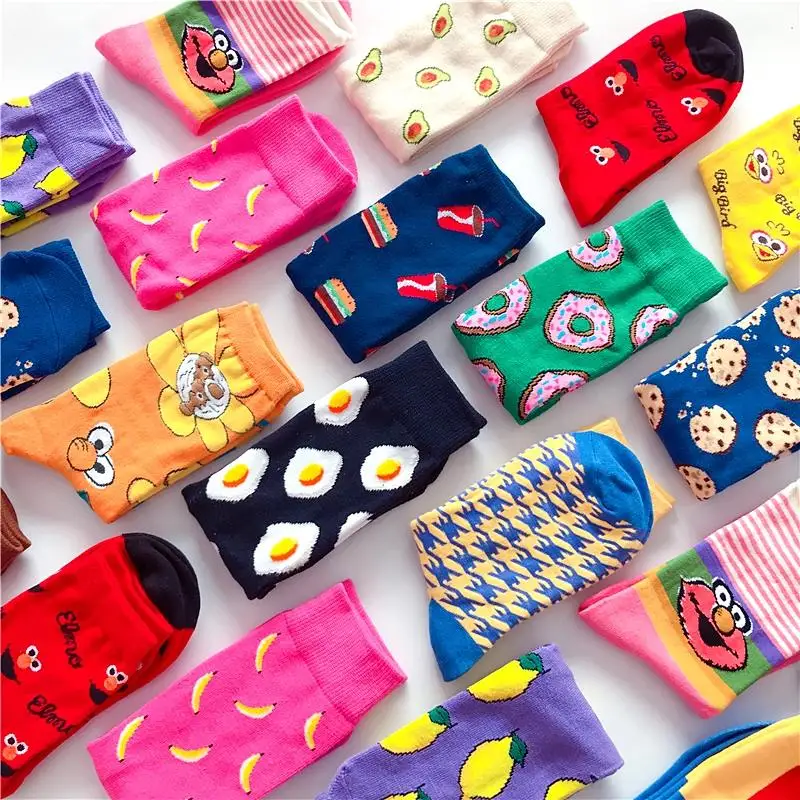 

Funny socks cute cartoon fruits banana lemon pineapple avocado food happy Japanese Harajuku skateboard Socks