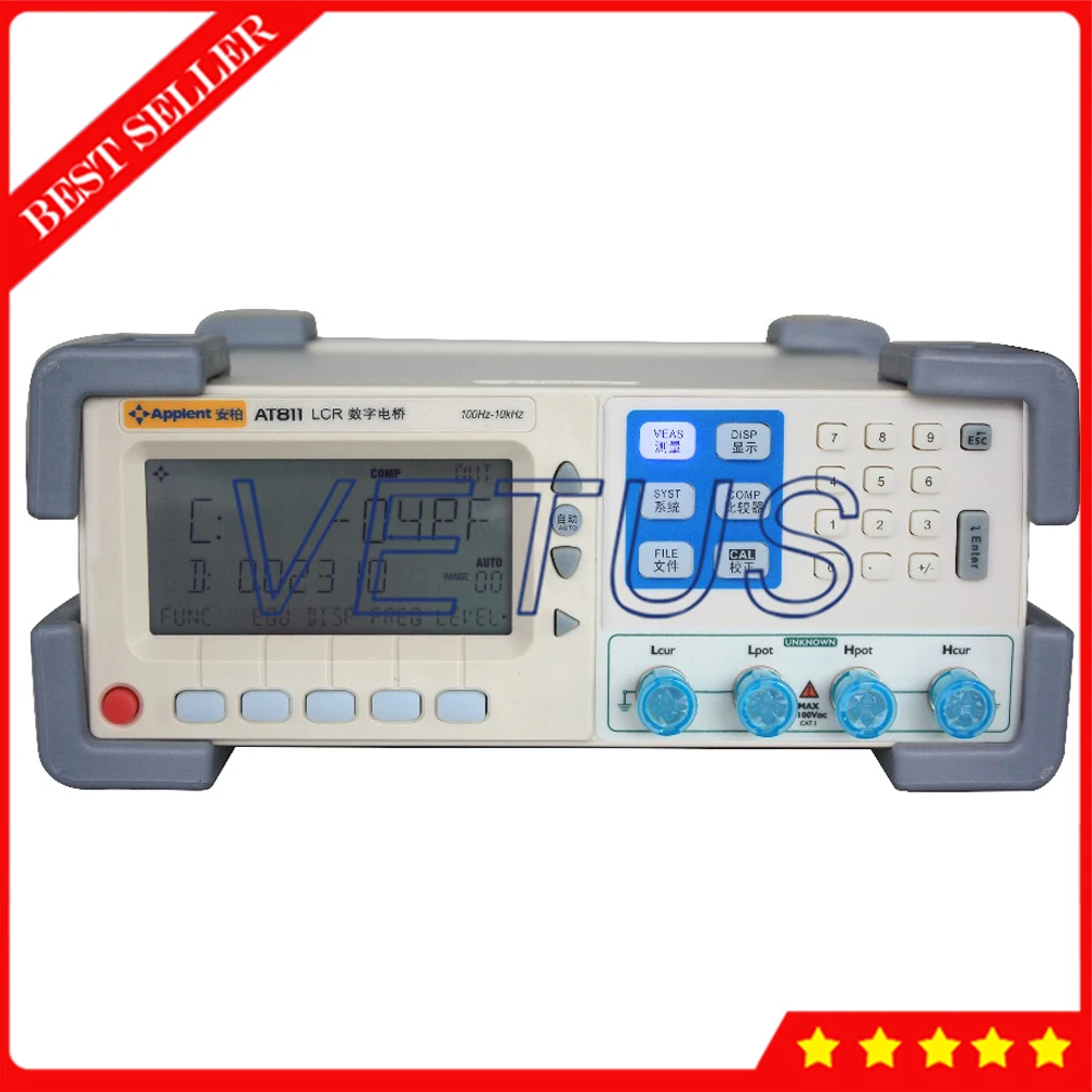 

AT811 Precision LCR Meter Digital Bridge Meter Tester With Accuracy 0.2% 100Hz 120Hz 1kHz 10kHz LCR Meter Tester