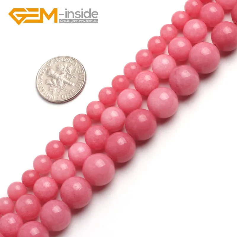 

6-10mm Round Dark Pink Rose Jades Gem stone Beads For Jewelry Making Beads Strand 15" DIY Wholesale Gem-inside