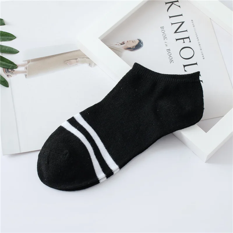 Простые Женские японские носки с двумя полосками, короткие женские носки без пятки, женские осенние носки - Цвет: 1
