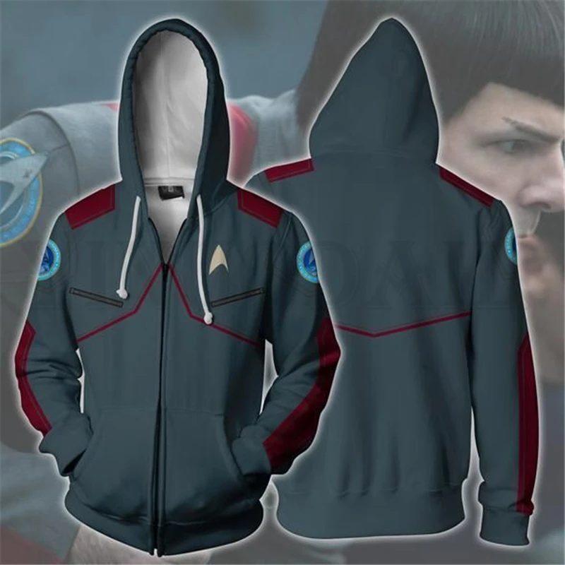 

Men and Women Zip Up Hoodies Star Trek Discovery Uniform Hooded Jacket Captain Suit Sweatshirt Fans Streetwear Cosplay Costume