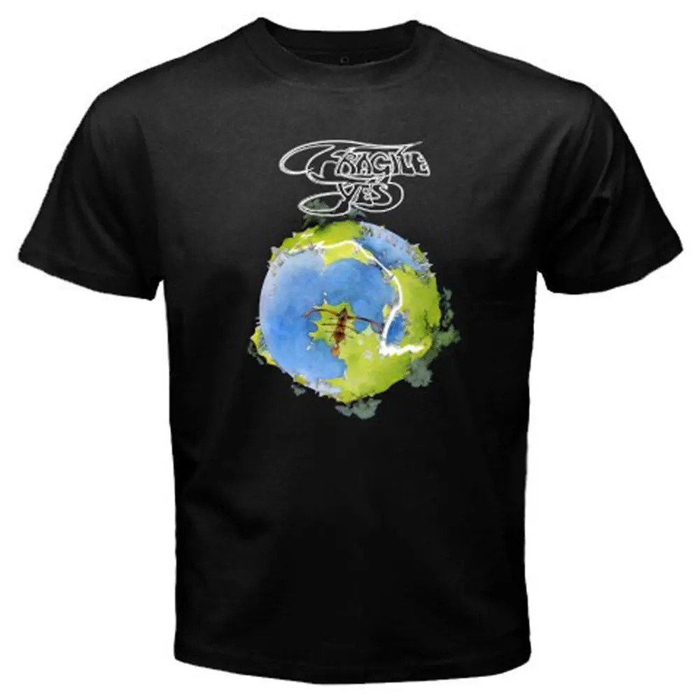 

NEW YES *Fragile English Rock Band Men's Black T-Shirt Size S to 3XL hoodie hip hop t-shirt jacket croatia leather tshirt denim