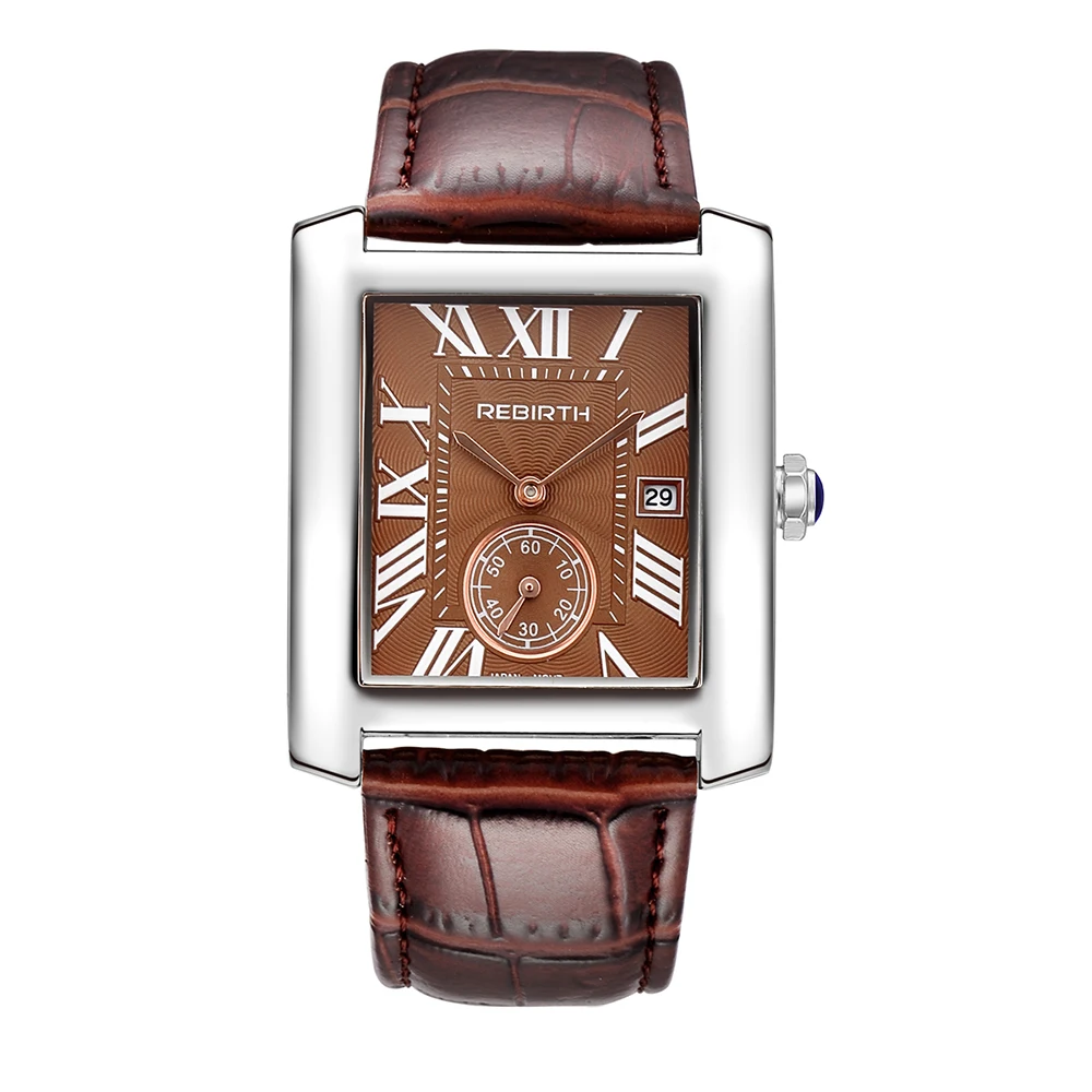 Роскошные Брендовые женские часы REBIRTH, женские кварцевые часы с ремешком из натуральной кожи, женские наручные часы Montre Femme - Цвет: RE09706
