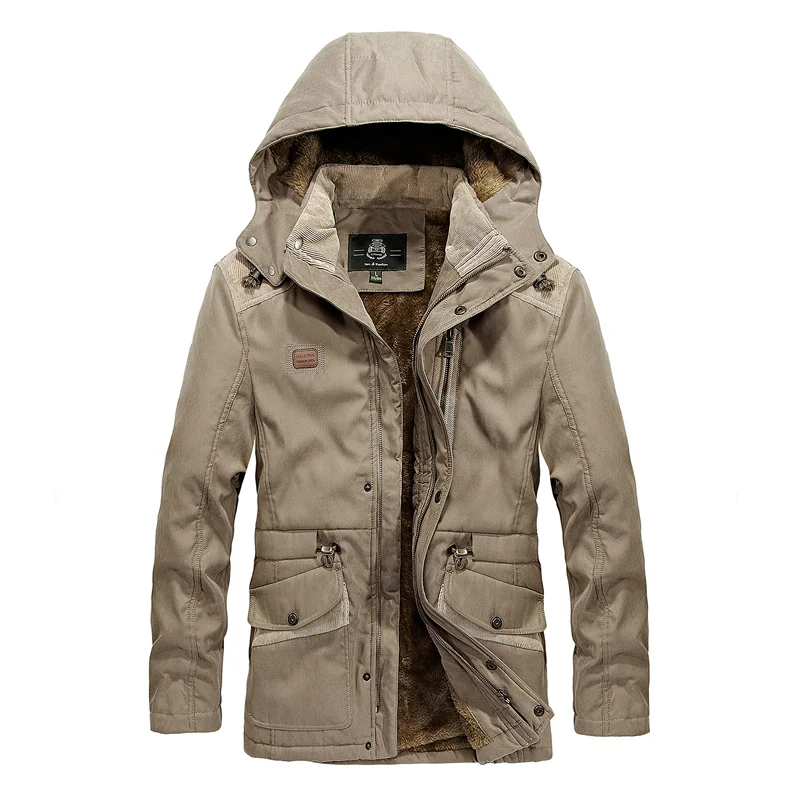 AFS JEEP, брендовая парка, мужская зимняя куртка, флис, толстая, теплая, повседневная мужская куртка, большой размер, M-3XL, много карманов, военные мужские куртки