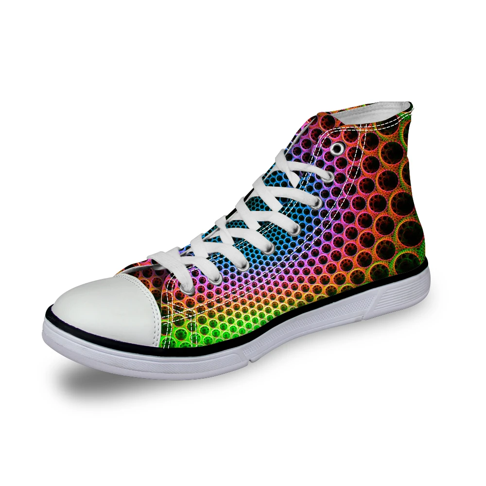 

Noisydesigns Men sneakers Casual colorful polka dots 3D print flat vintage Canvas Vulcanized shoes high top lace up flats boys