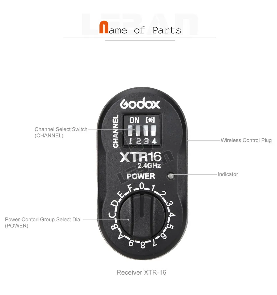 Godox XTR-16 Беспроводной 2,4G дистанционное управление Управление приемник вспышки для X1C X1N XT-16 трансмиттер триггер Wistro AD360/DE/QT/SK/серия QS