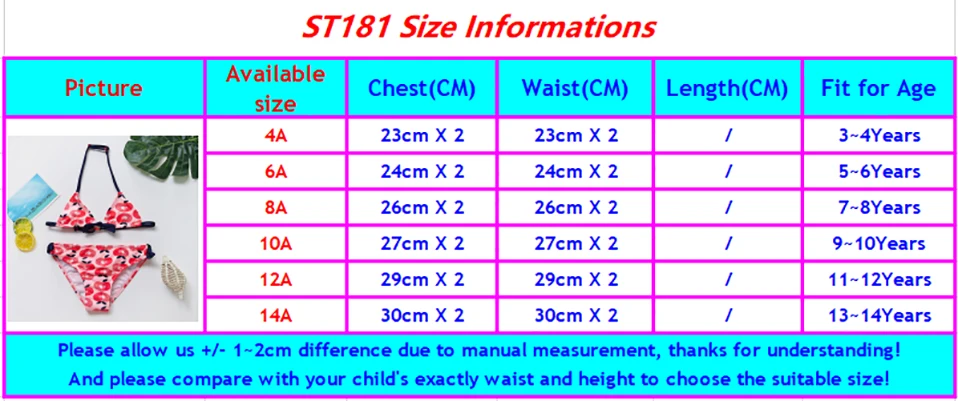 Детское бикини, новинка, купальный костюм для девочек от 3 до 14 лет, купальник для девочек, Детский комплект бикини с принтом яблока высокого качества, Biquini Infantil-ST181
