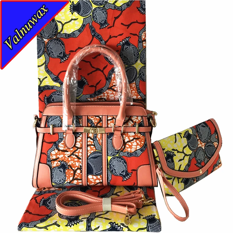 

New style wax bags set 6 yards ankara real wax african wax printds fabric and wax hollandais fabric handbags