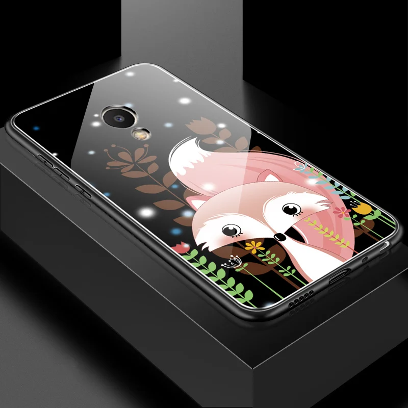 

For meizu M5 note Case M5 M5s case Luxury Tempered Glass Cartoon back Silicone Bumper phone cases for meizu M5 M5s Cover armor