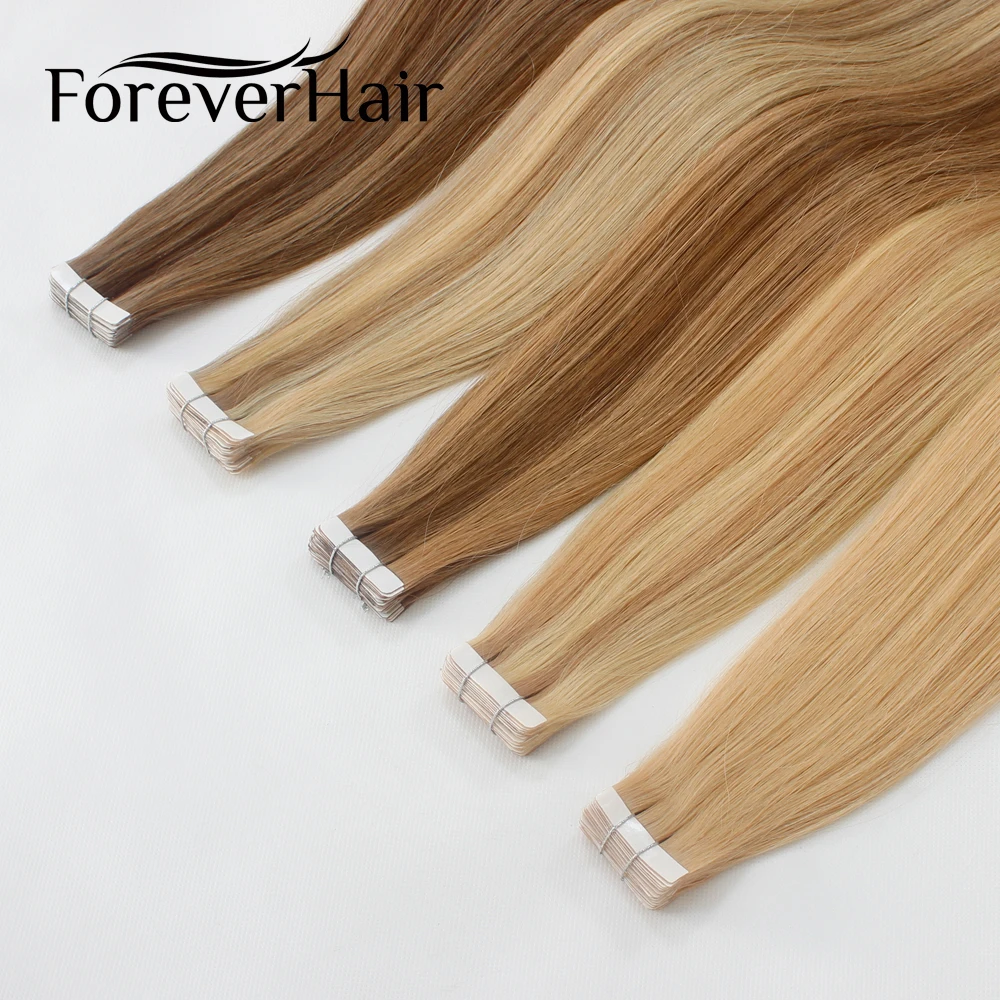 FOREVER HAIR Two Tone Skin Weft бесшовный клей лента для наращивания человеческих волос Remy 2 г/шт. блонд Двусторонняя лента 40 г/упак