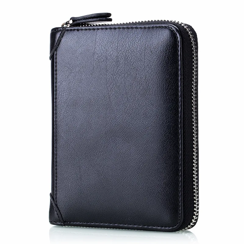 

DIKEDAKU Rfid Genuine Leather Passport Cover Wallet Unisex Zipper Big Capacity Credit Cards Holder Women Men Wallet for Passport