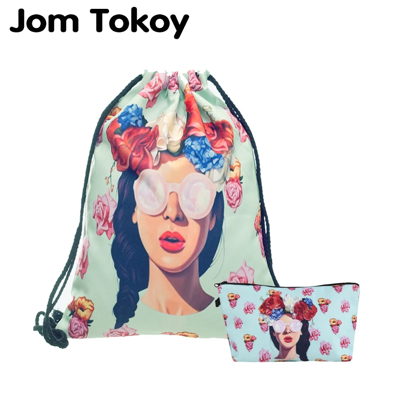 

Jom Tokoy 2 PCS Heat Transfer Printing Drawstring bag Set Combinationwith Garlands girl School Backpack