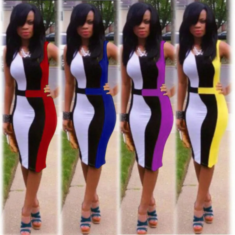 

Fast delivery Spring Summer New Arrival 7 colors plus size Women Dress Bodycon Sheath Vintage Sexy Party Dresses vestidos