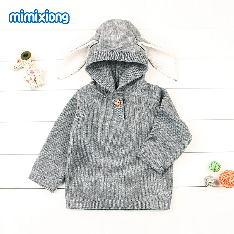 

Spring Newborns Baby Clothes 3D Rabbit Ears Knitted Infant Boys Sweaters Pullovers Cute Animal Style Children Knitwear Tops 0-2Y