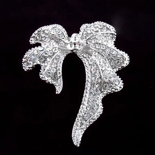 

Luxury 3.2 Inch Big Bow Brooch Fashion New Woman Crystal Diamante Wedding Jewelry Broach