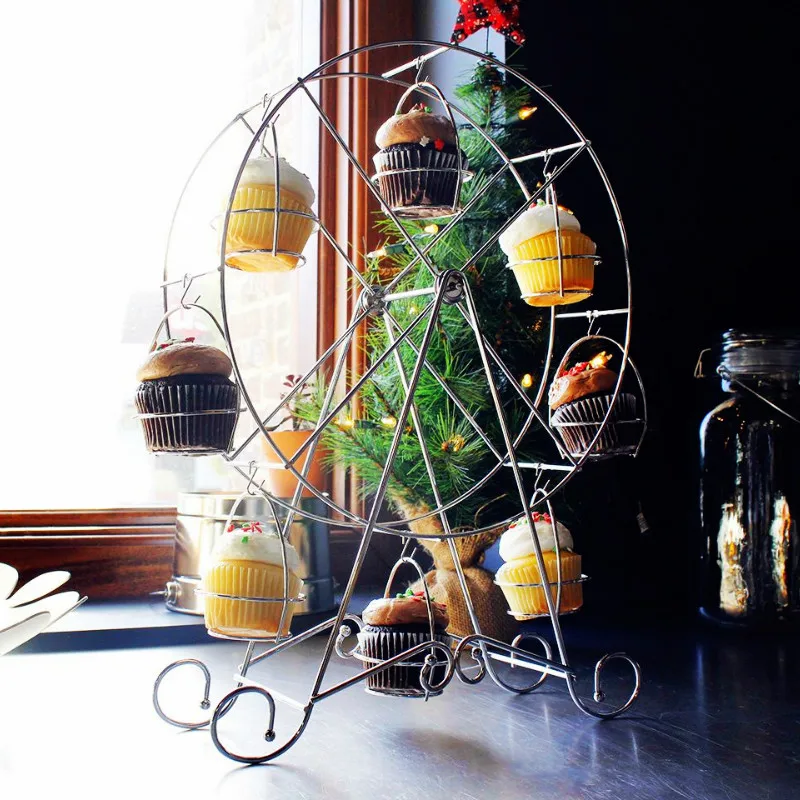 Metal Wire Frame Ferris Wheel Cupcake Stand Dessert Metal Wire Frame Ferris Wheel Cupcake Stand Dessert