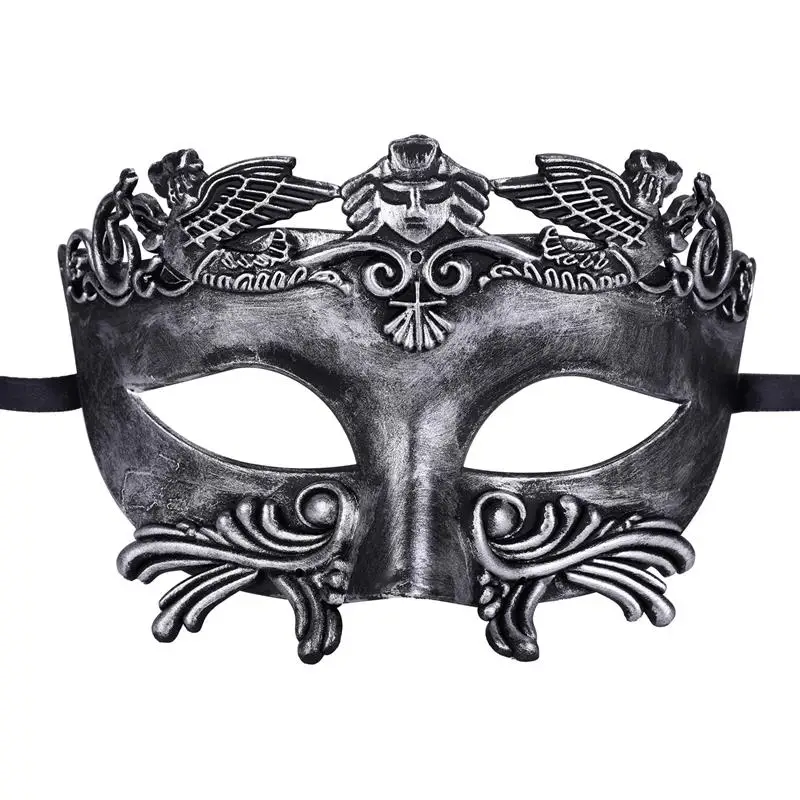 FunPa Винтаж Египетский мужская маска печатных Маскарад Половина уход за кожей лица древней греческой и римской стиль Венецианская маска вечерние ин - Цвет: Antique Silver