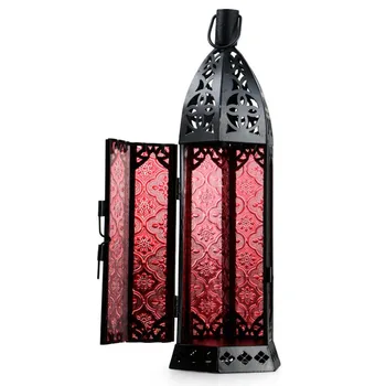 

NEW Vintage Glass Iron Moroccan Delight Garden Candle Holder Table LED Hanging Lantern Fine for Home Wedding Party