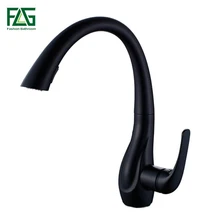 FLG кухонный кран, смеситель для раковины, выдвижной кран с одной ручкой, кран для холодной и горячей воды, черный латунный кухонный кран для раковины