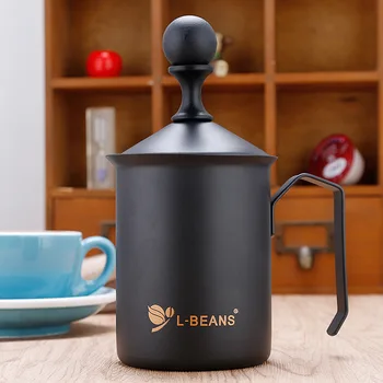 

Teflon Milk Frother Coffee Milk Bubble Cup Milk Frother Manual Beater 550ml