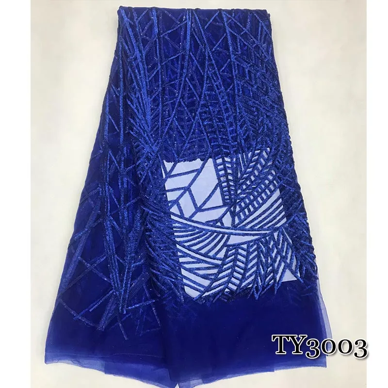 

Free shipping 2019 African nigerian lace fabric with sequins for party&wedding dress French net lace fabric royal blue