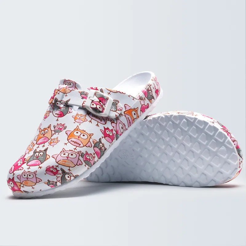Летние мягкие тапочки для женщин; хирургические медицинские тапочки с цветочным принтом; обувь для чистки медсестры; обувь для спа-салона; ME480 - Цвет: OWL