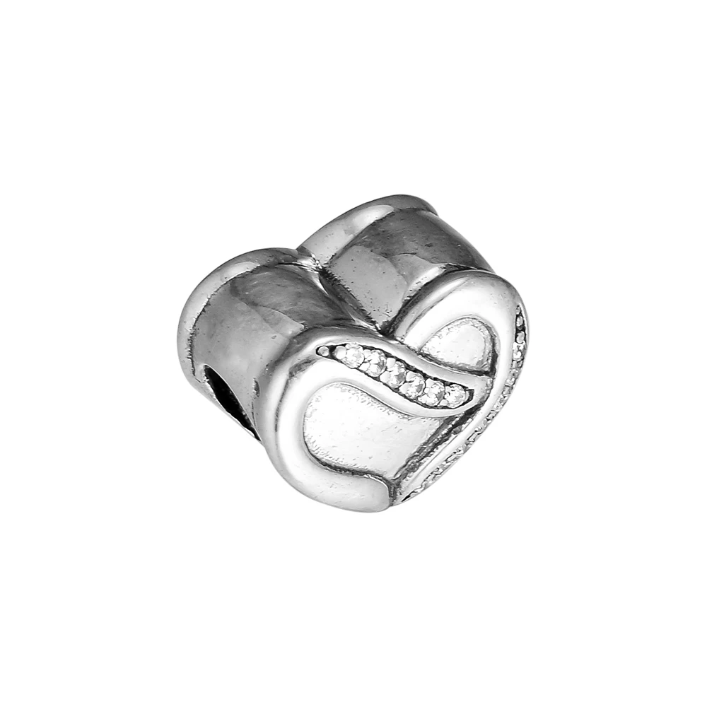 Подходит для Pandora Charms Браслеты Серебро 925 пробы Ювелирная лента из Любовь бисер с прозрачными камнями