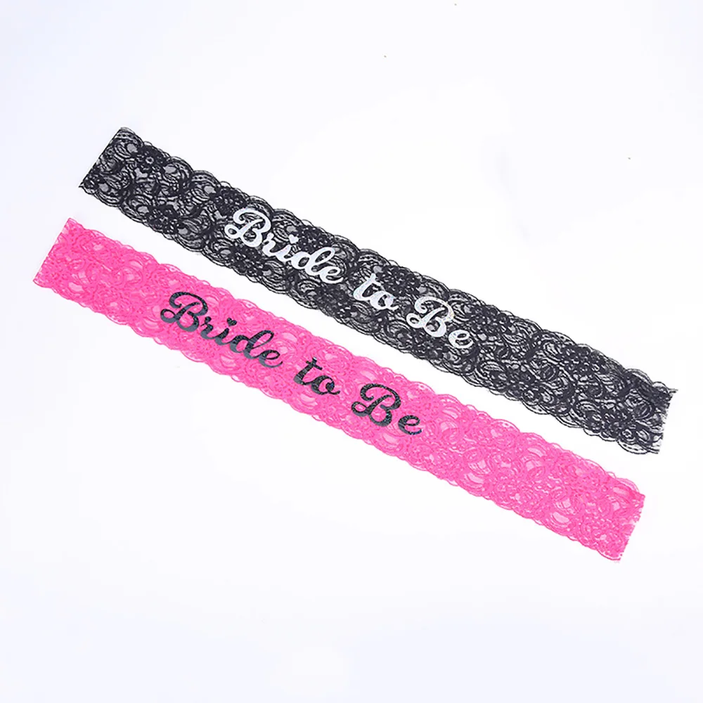 Hot Pink Black Lace Bride To Be Sash Bachelorette Sash Wedding