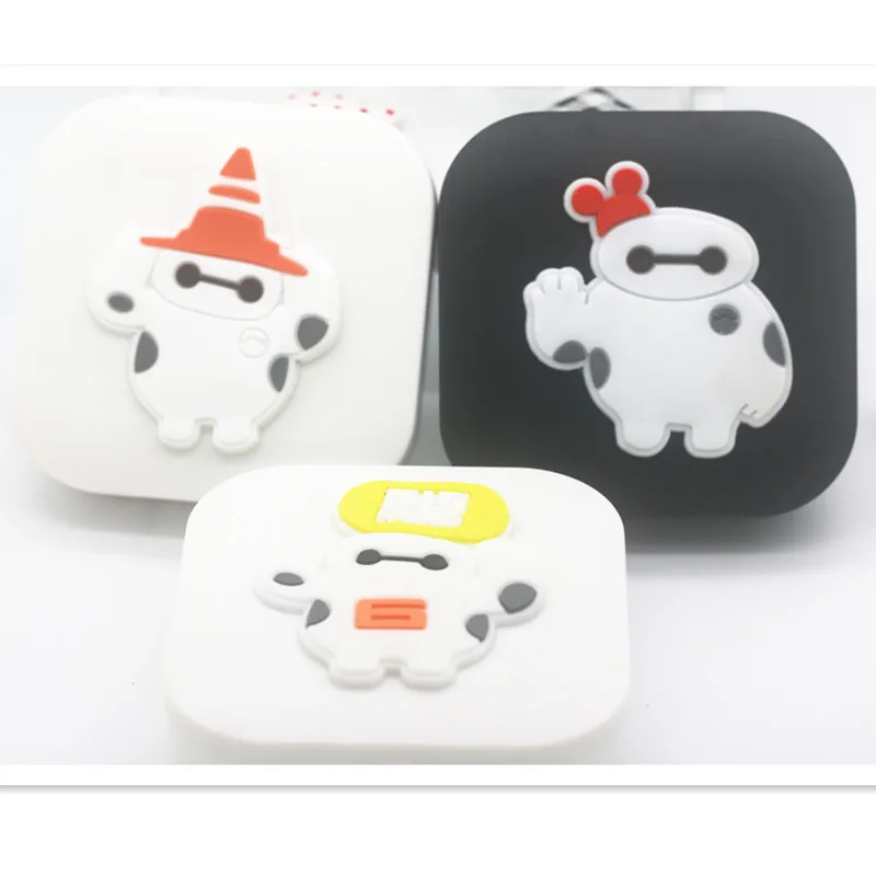 

LIUSVENTINA Portable DIY Soft Rubber Cartoon Big Hero Baymax Contact Lens Case with Mirror for Color Lenses Gift for Children