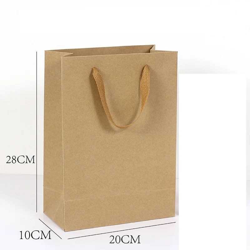 10 шт./партия подарочные сумки с ручками многофункциональные высококачественные крафт-бумажные пакеты 4 размера перерабатываемая Экологическая сумка - Цвет: 28x20x10cm