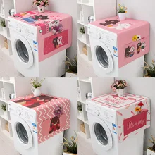 Чехол для стиральной машины с мультяшным животным, чехол для холодильника, водонепроницаемая крышка для микроволновой печи, тумбочка из хлопка и льна