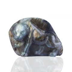 

Natural Carved Labradorite Tiger Drilled Pendant Bead,61x45x15mm,44.2g