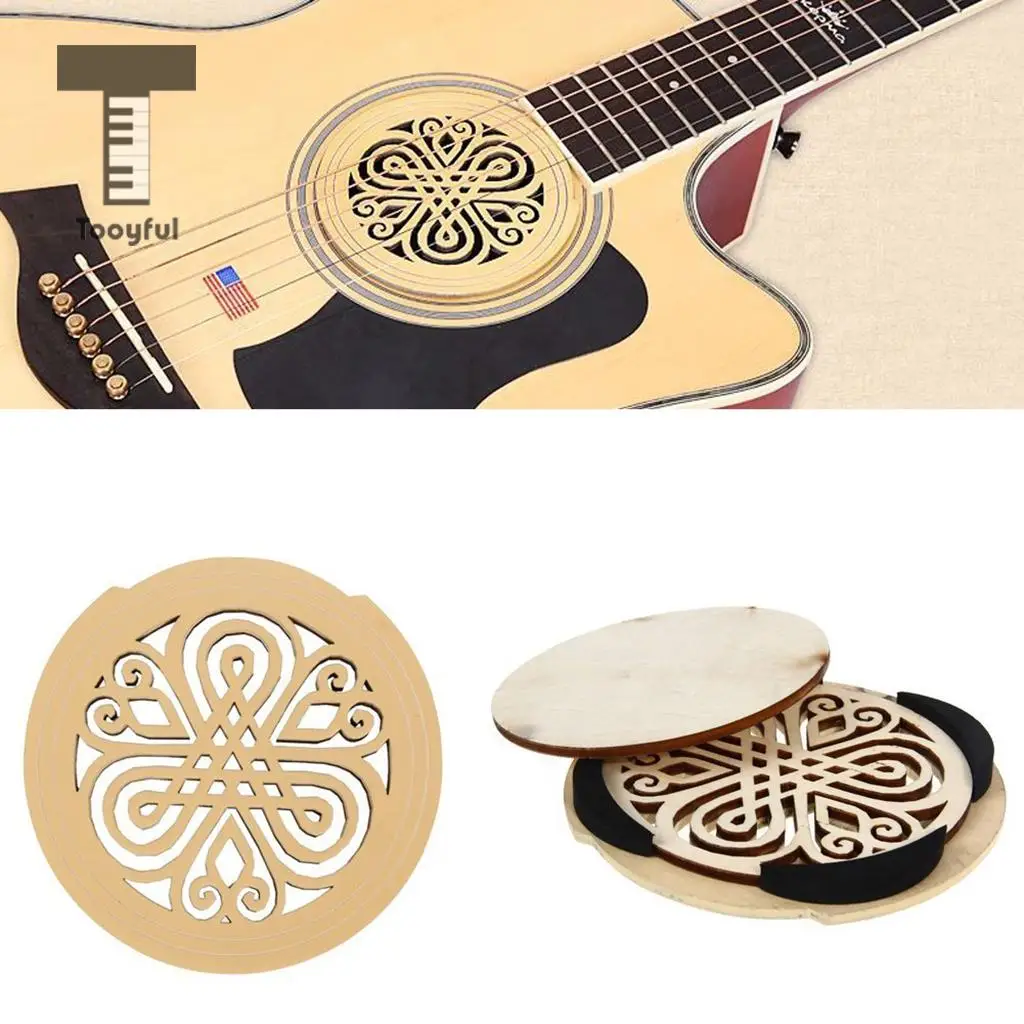 Tooyful Wood Acoustic Guitar Soundhole Cover Feedback Buster for 40'' 41'' Guitar Parts Accessories