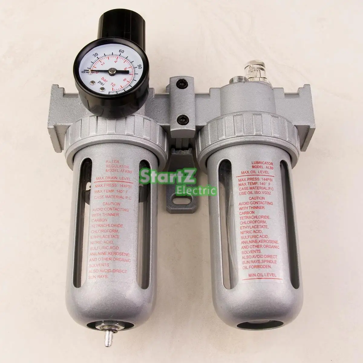 1/2" Air Pressure Compressor Filter Gauge Trap Oil Water Regulator Tools Kit US 