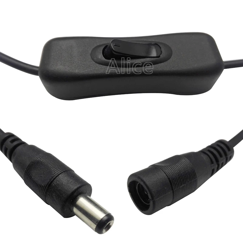 1pcs 5.5*2.1mm DC Power Plug Connector Switch on/off Black LED Strip Wire Cable For SMD 5050 3528 Single Color | Обустройство дома
