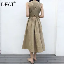 DEAT/Новинка года; летнее модное женское платье в японском стиле; платье для девочек с круглым вырезом и высокой талией; WG62601L