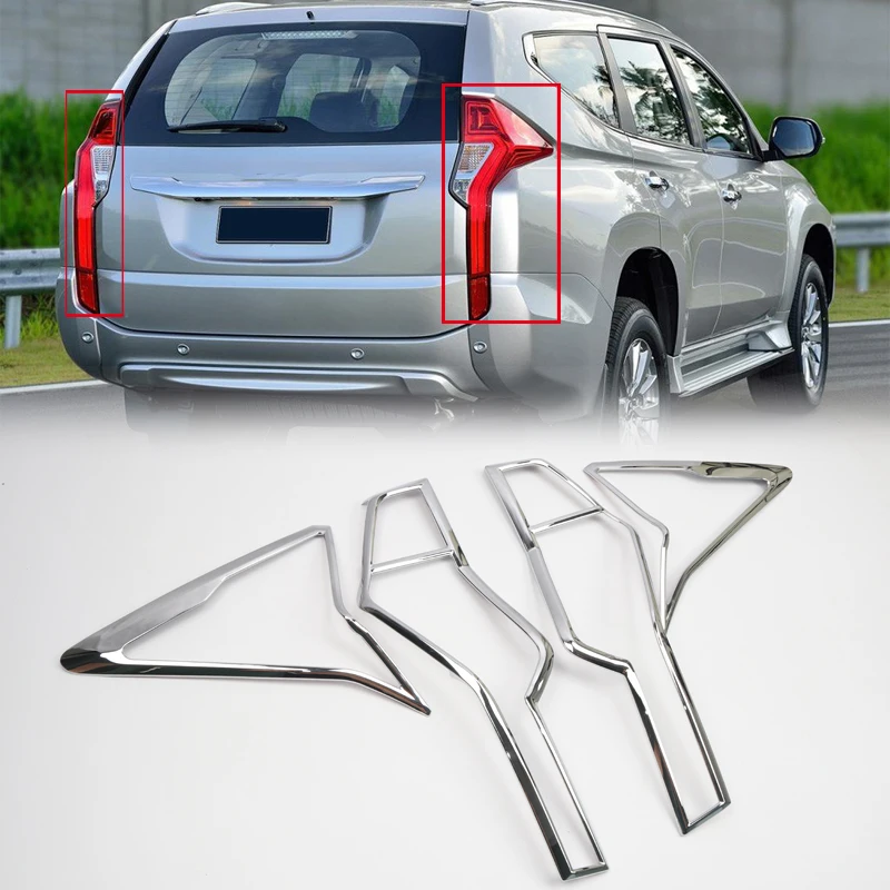 

For Mitsubishi Pajero Montero Shogun Sport 2016 2017 2018 ABS Chrome Rear Tail Light Lamp Cover Trim 4pcs Car Styling