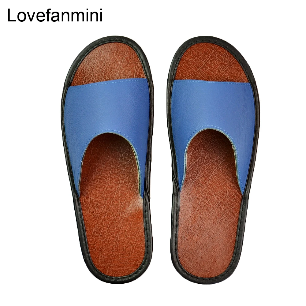 Genuine Cow Leather slippers couple indoor non-slip men women home fashion casual single shoes PVC soft soles spring summer 515