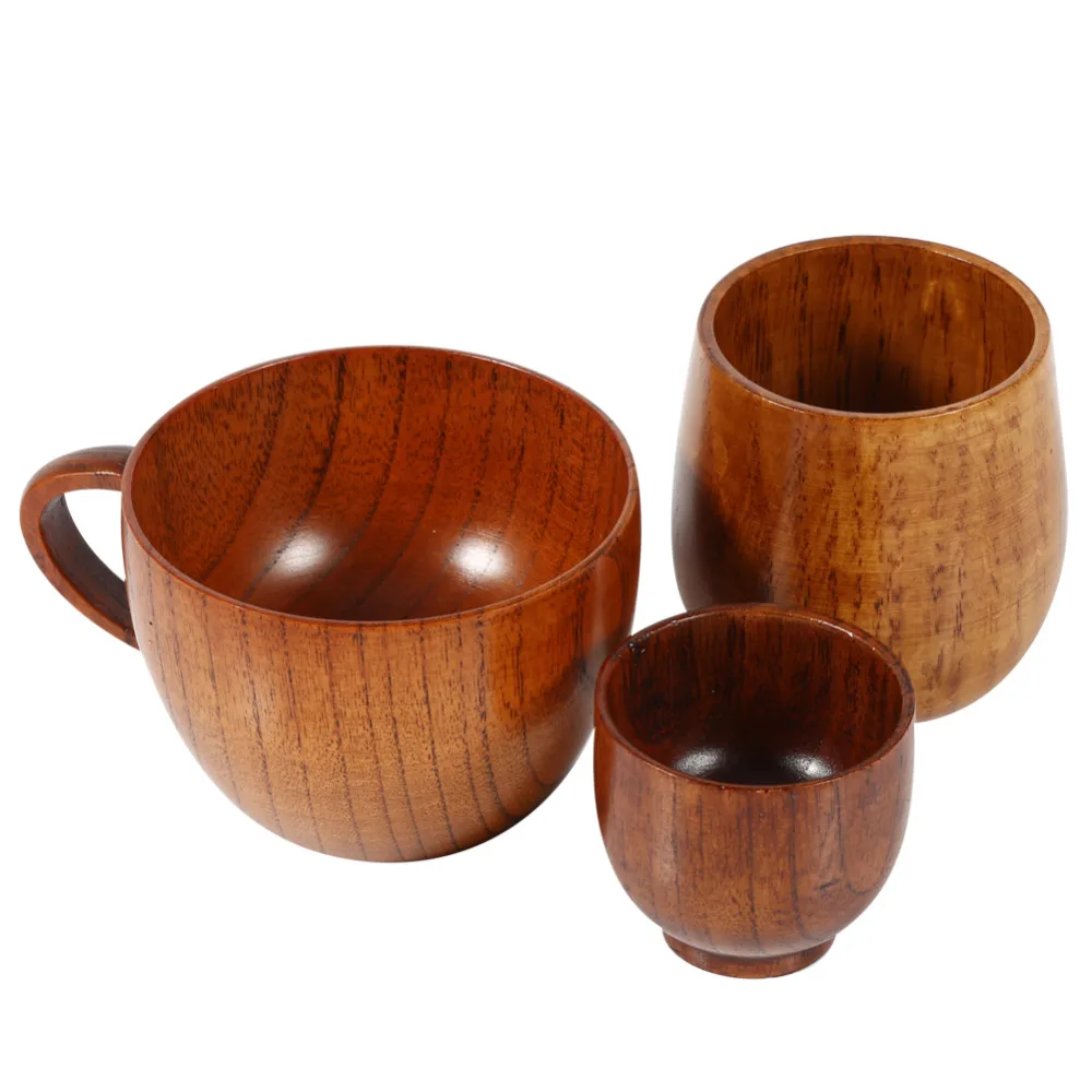 

Eco-friendly Natural Wood Mugs Wooden Cup Milk Mug Bucket Breakfast Beer Coffee Milk Bar Drinkware For Wine Tea Tableware